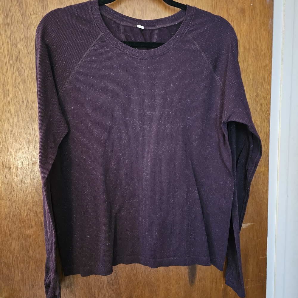 Athleta Burgundy Glitter Momentum Long Sleeve Tee